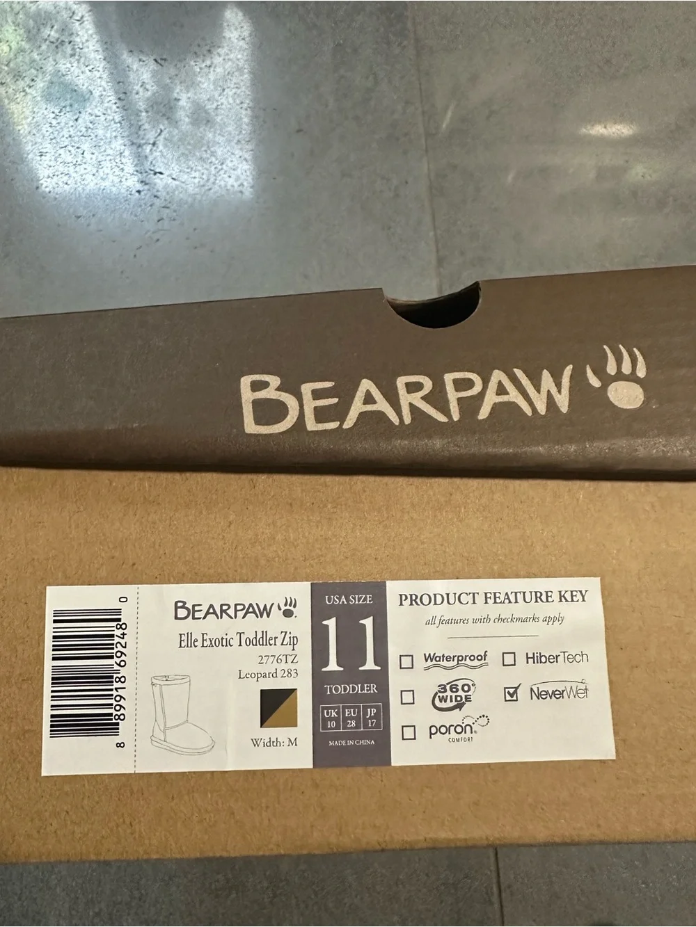 Bearpaw 11c Girls Elle Zip Up Leopard Boots Leather Wool